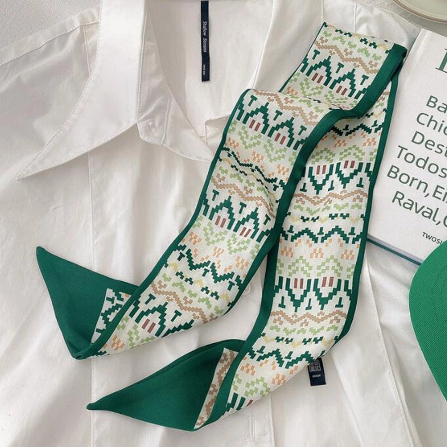 women's sweet letter plaid flower silk scarf printing hair band