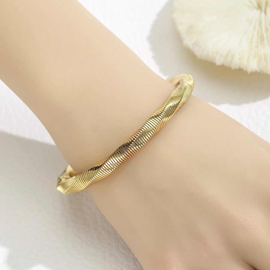Simple Style Solid Color 304 Stainless Steel Bangle In Bulk