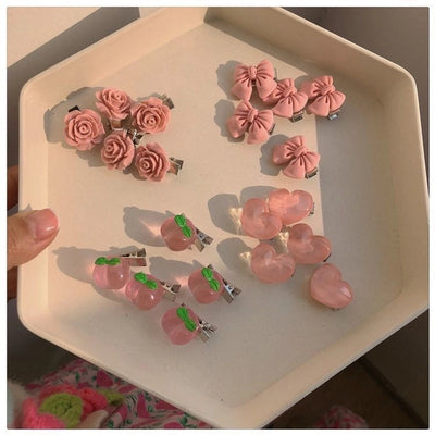 sweet heart shape bow knot plastic resin hair clip