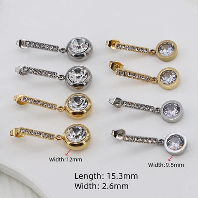 1 Pair Vintage Style Simple Style Classic Style Geometric Inlay 304 Stainless Steel Zircon Gold Plated Ear Studs