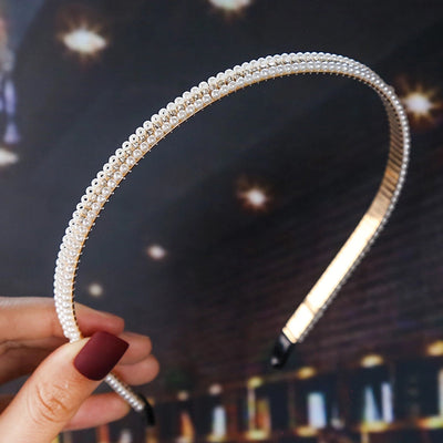 women's fashion waves alloy inlay artificial pearls headwear