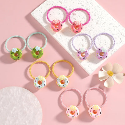 Kid'S Cute Donuts Resin Hair Tie