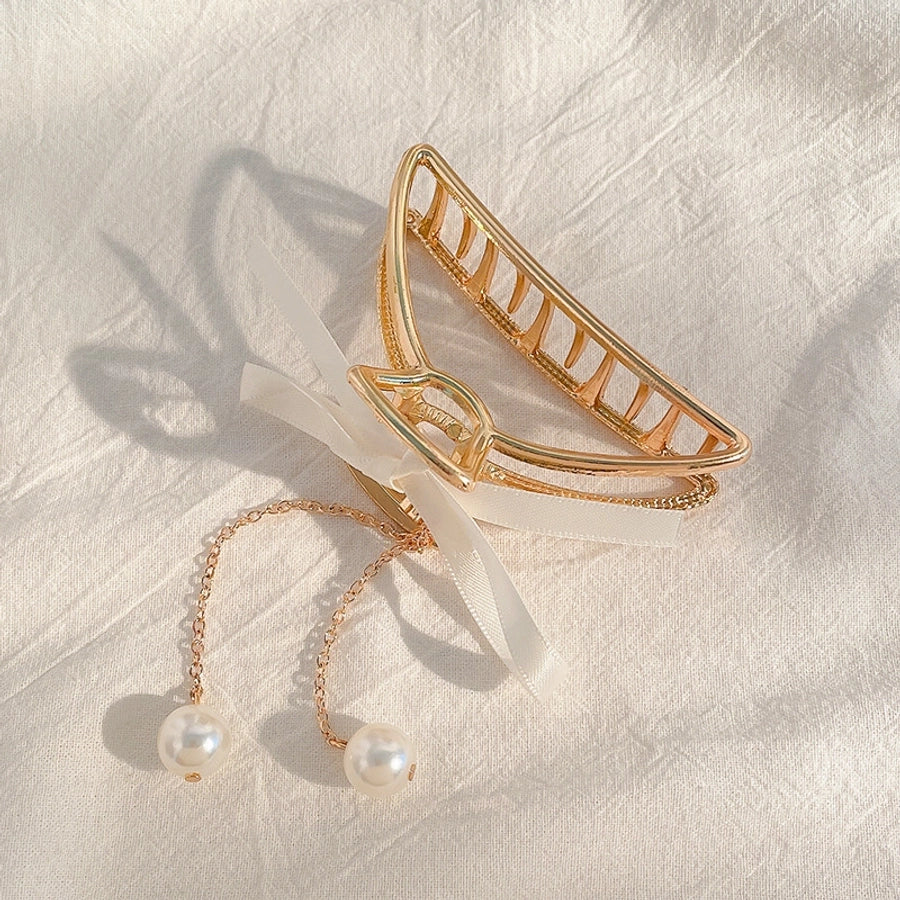 simple style solid color alloy resin hollow out hair claws