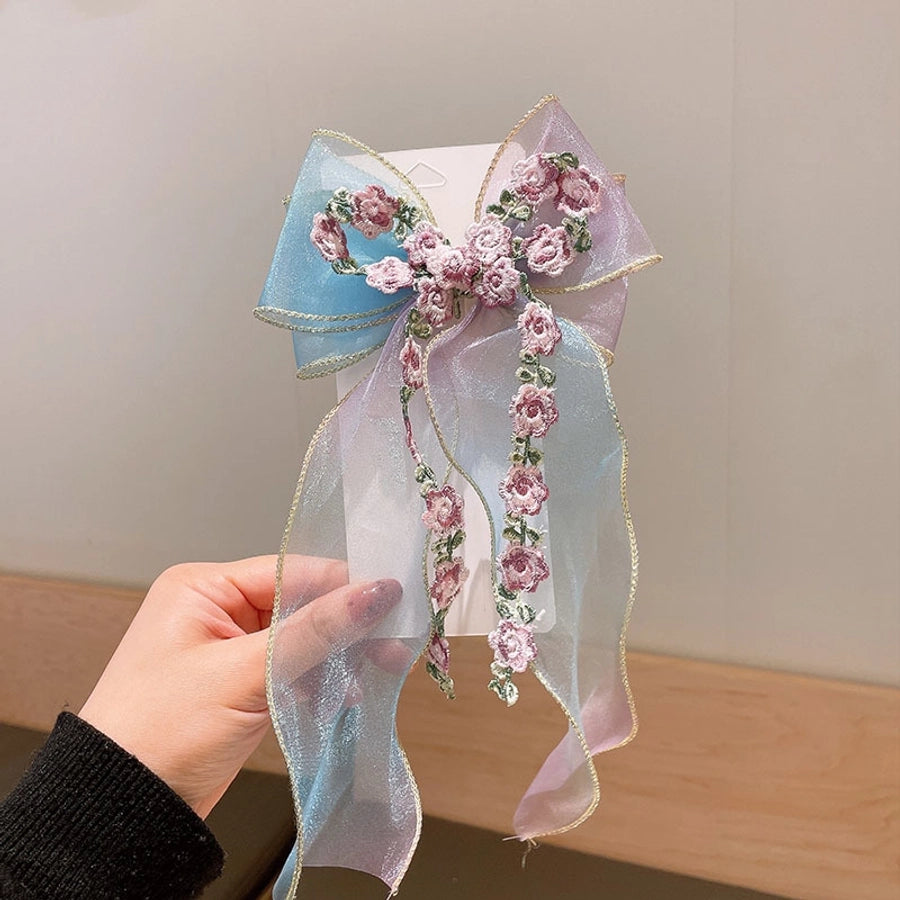 sweet bow knot synthetic yarn hair clip