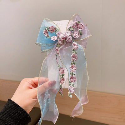 sweet bow knot synthetic yarn hair clip