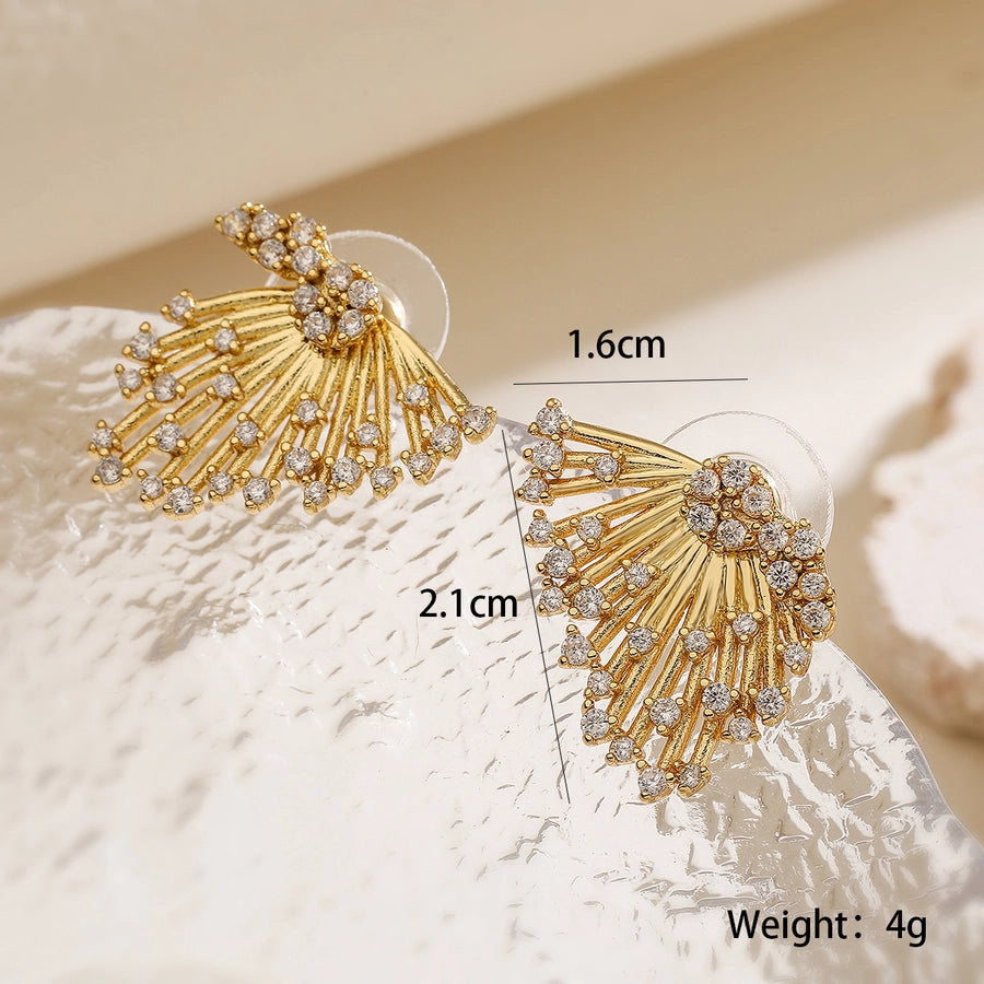 1 Pair Retro Simple Style Commute Butterfly Inlay Copper Zircon 18K Gold Plated Ear Studs
