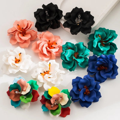 1 Pair Princess Vacation Sweet Flower Inlay Arylic Alloy Acrylic 14K Gold Plated Ear Studs