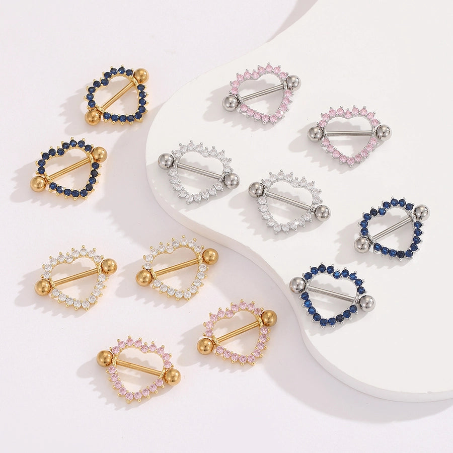 1 Pair Ear Cartilage Rings & Studs Modern Style Shiny Heart Shape 304 Stainless Steel Inlay Zircon Ear Cartilage Rings & Studs