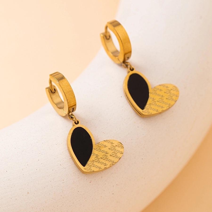 1 Pair Vintage Style Simple Style Classic Style Heart Shape 201 Stainless Steel Earrings