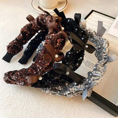Women's Simple Style Solid Color Imitation Pearl Cloth Hair Band
