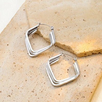 1 Pair Simple Style Geometric Titanium Steel 18K Gold Plated Earrings