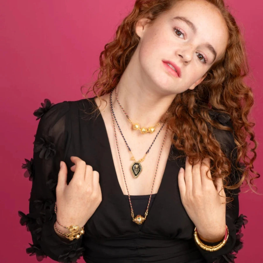 Copper Gold Plated Painted Tarot Pendant Necklace