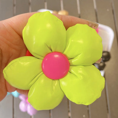 HD7387A02 sweet cool leather three-dimensional five-petal flower hairpin hairpin simple elegant flower duckbill clip hair accessories