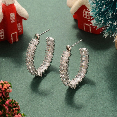 1 Pair Elegant Luxurious Simple Style Geometric Inlay Copper Zircon White K Ear Studs