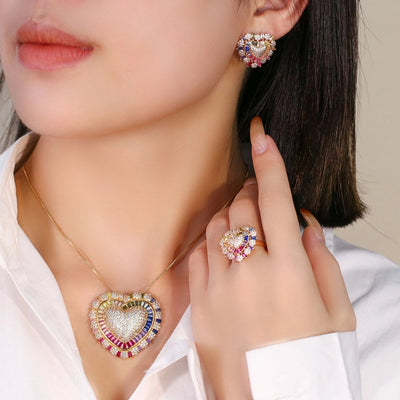 Copper Plating Heart Shape Jewelry Set