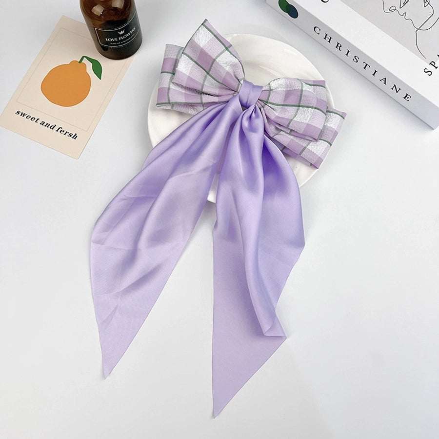 Sweet Plaid Bow Knot Cloth Hair Clip 1 Piece