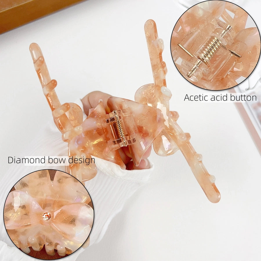 Women's Sweet Simple Style Bow Knot Acetic acid sheets Inlay Rhinestones Hair Claws