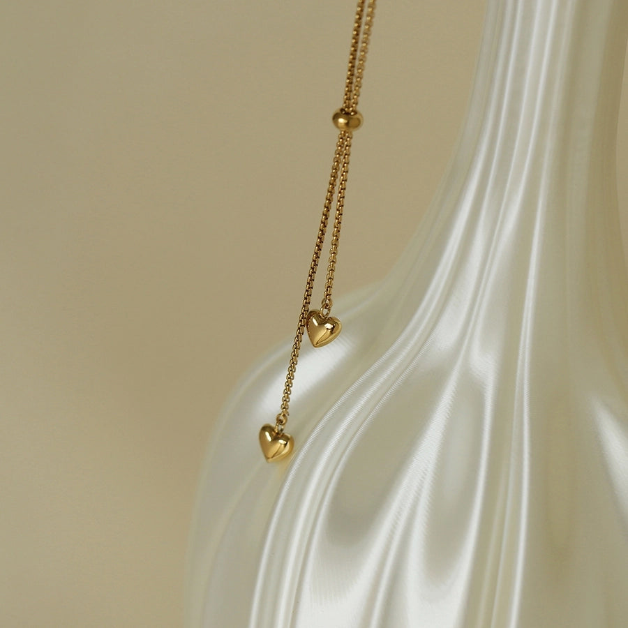 Jewelry Simple Style Heart Shape 304 Stainless Steel Gold Plated Plating Pendant Necklace