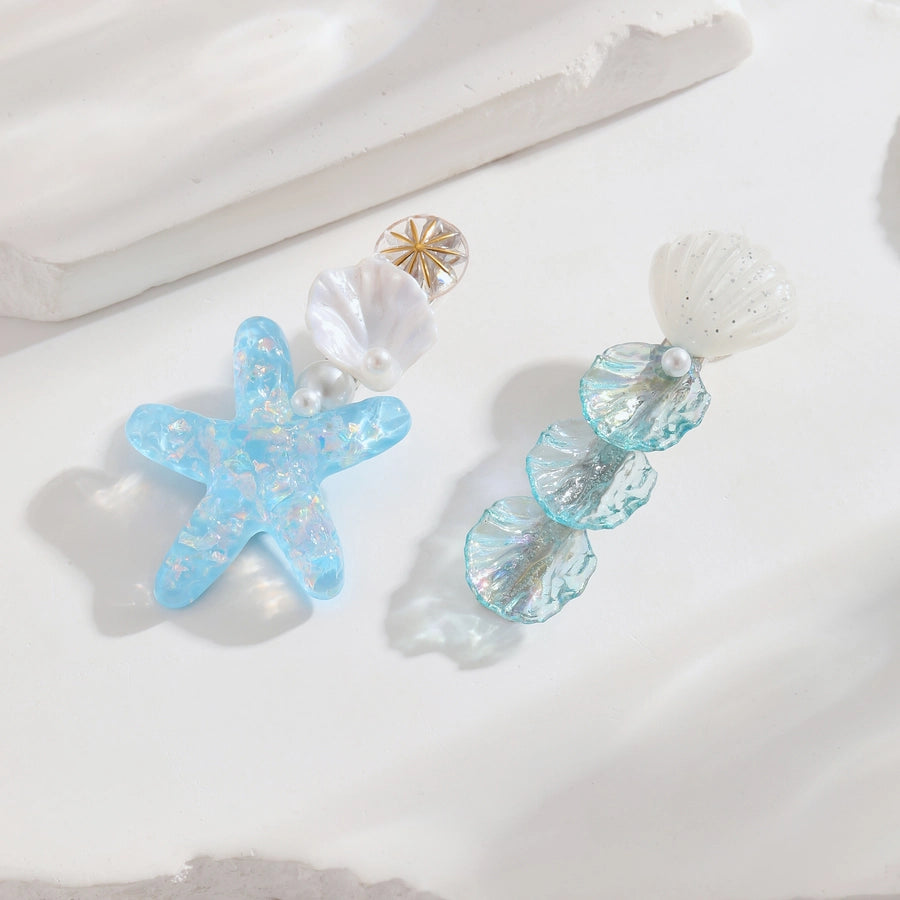 Women's Beach Sweet Starfish Shell Alloy Resin Inlay Pearl Hair Clip