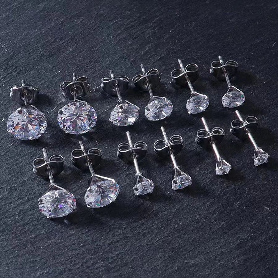 1 Pair Simple Style Round 304 Stainless Steel Ear Studs