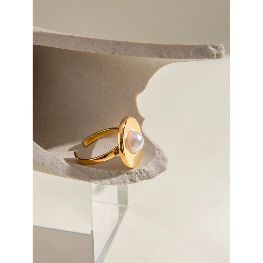 Jewelry Simple Style Classic Style Round 304 Stainless Steel Acrylic 18K Gold Plated Open Rings