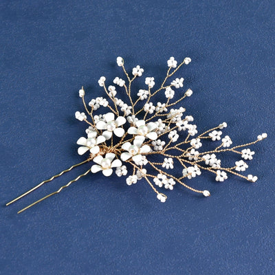 women's simple style flower artificial pearl alloy inlay zircon hairpin