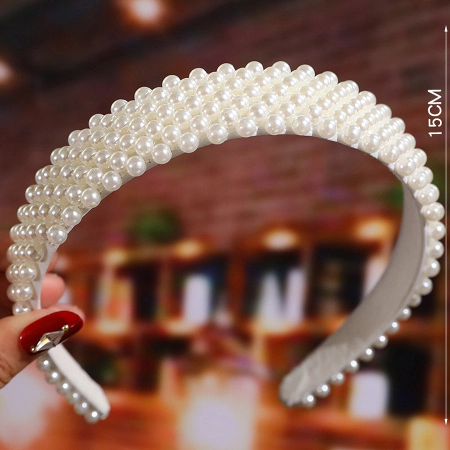 women's fashion waves alloy inlay artificial pearls headwear