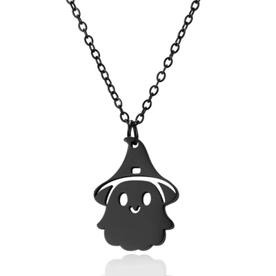 Jewelry Funny Pumpkin ghost Spider 201 Stainless Steel Asymmetrical Hollow Out Pendant Necklace