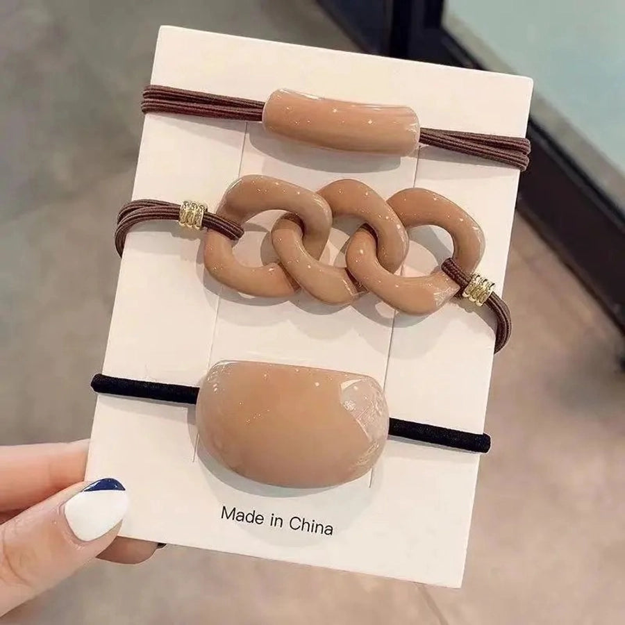 simple style solid color plastic resin hair tie 1 set