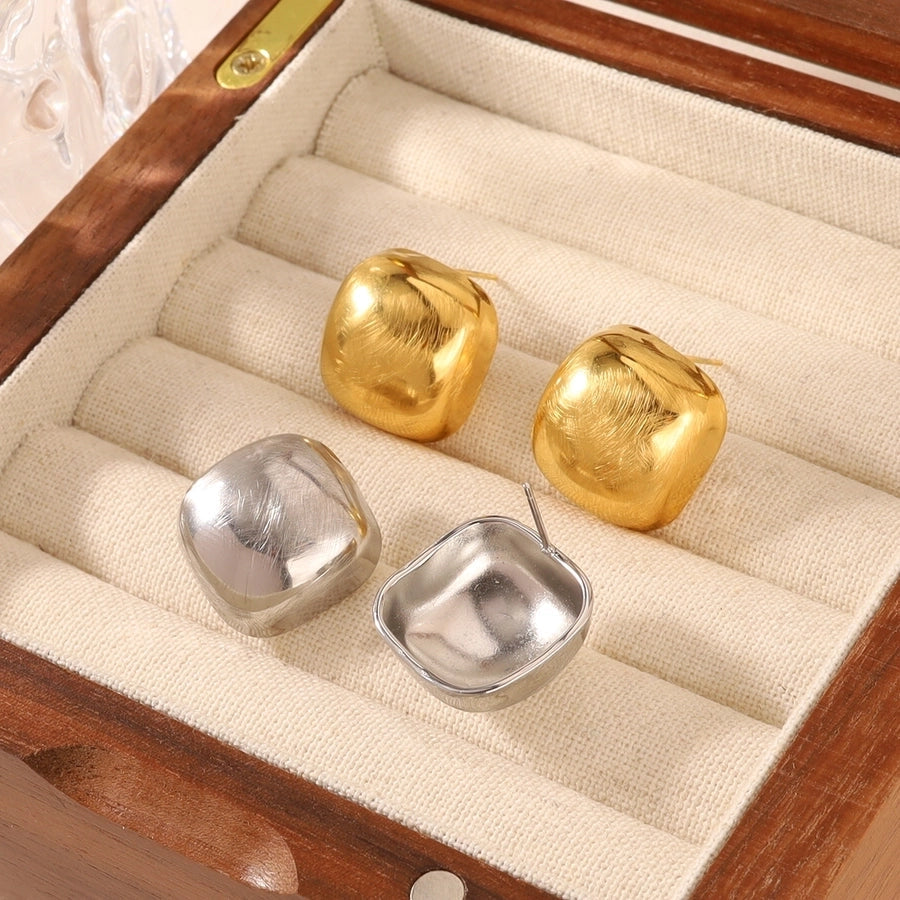 1 Pair French Style Simple Style Classic Style Geometric Polishing Plating 304 Stainless Steel 18K Gold Plated Ear Studs