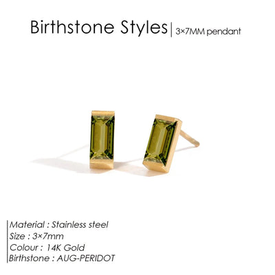 1 Pair Casual Vintage Style Classic Style Square Rectangle 304 Stainless Steel Birthstone Zircon Ear Studs