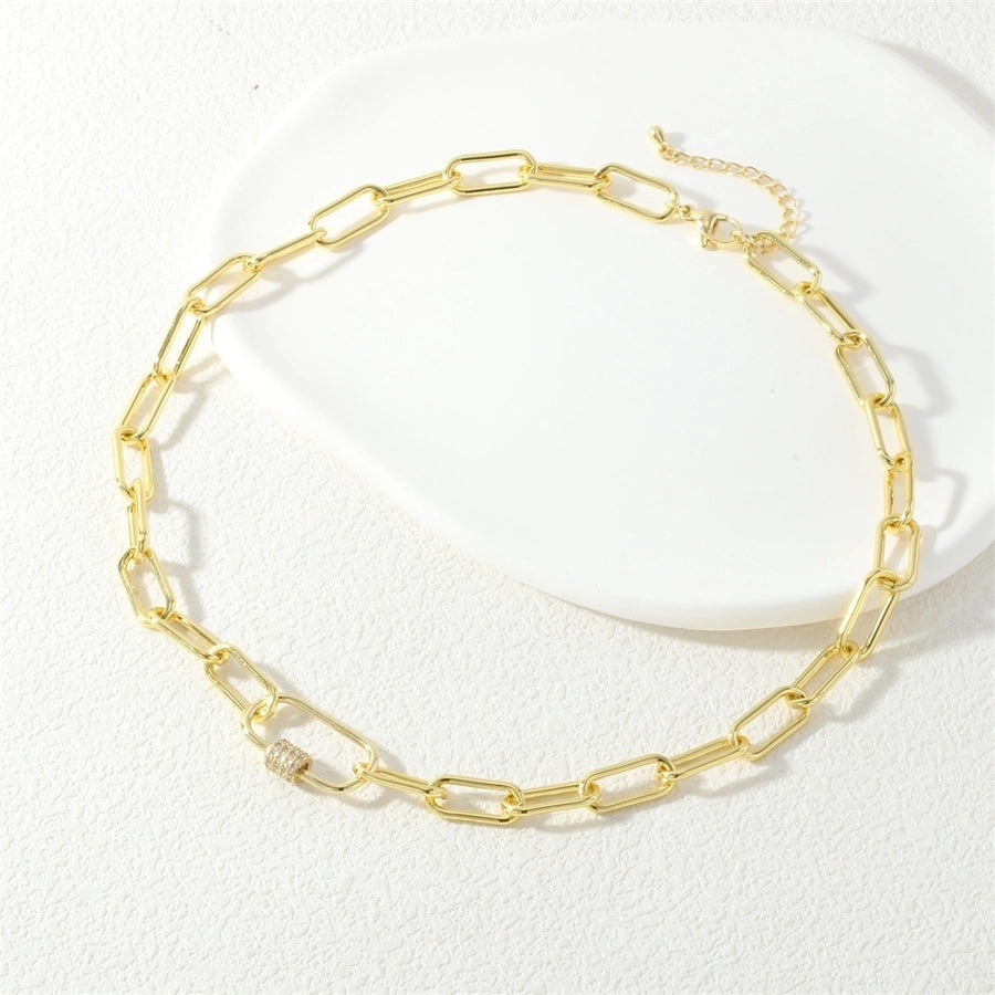 Jewelry IG Style Cool Style Oval Copper Zircon Necklace