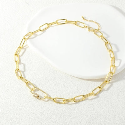 Jewelry IG Style Cool Style Oval Copper Zircon Necklace