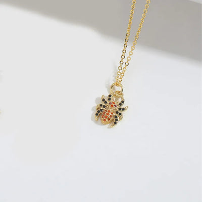 Copper cable chain 14K Gold Plated Cat Snake Spider Zircon Pendant Necklace