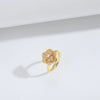 Jewelry Casual Cute Cat Flower Copper Zircon 14K Gold Plated Rings