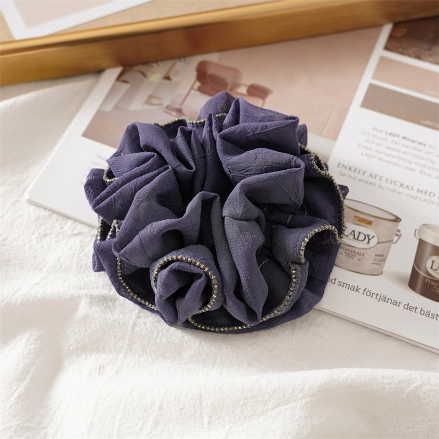 simple style solid color ruffles cloth pleated hair tie 1 piece