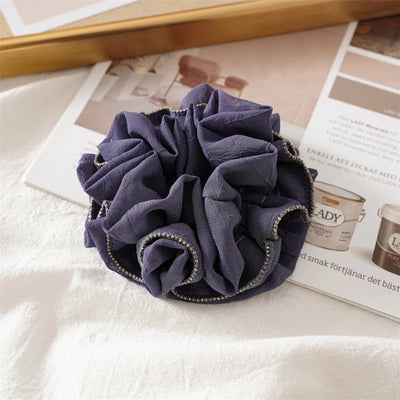 simple style solid color ruffles cloth pleated hair tie 1 piece