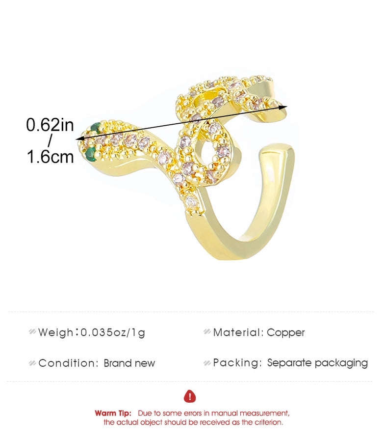 1 Piece Elegant Snake Copper Ear Cuffs