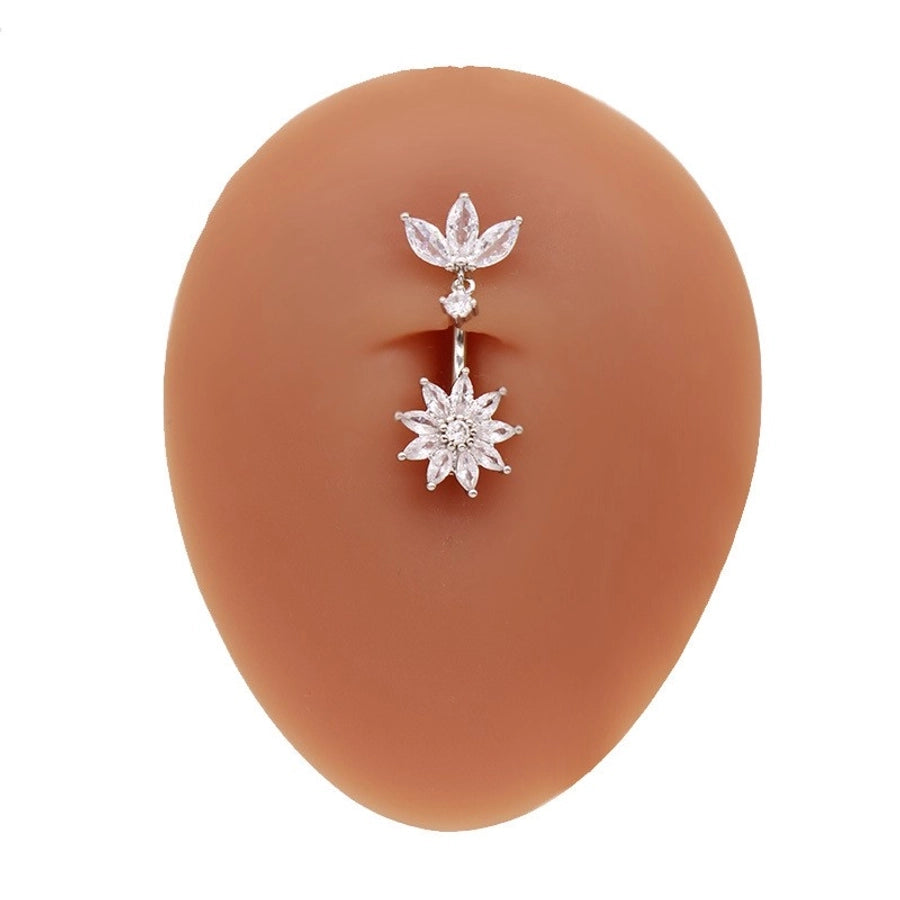 1 Piece Belly Rings Hip-Hop Sexy Heart Shape 316 Stainless Steel  Copper Plating Zircon White Gold Plated Gold Plated