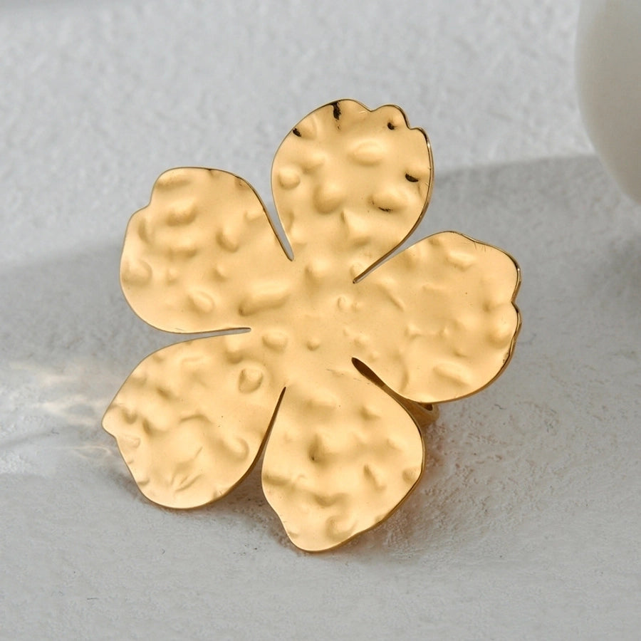 Jewelry Modern Style Classic Style Heart Shape Flower 304 Stainless Steel Plating Rings Earrings