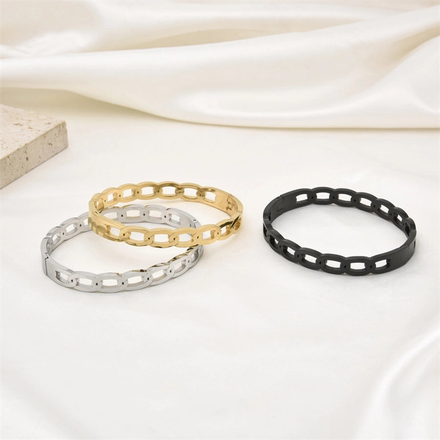 Casual Elegant Simple Style Geometric Titanium Steel Rose Gold Plated White Gold Plated Gold Plated Bangle In Bulk