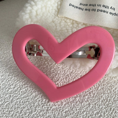simple style heart shape alloy acetic acid sheets hollow out hair clip