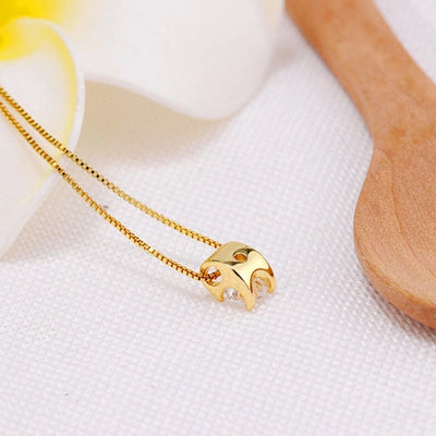 Copper box chain Inlay Round Zircon Pendant Necklace