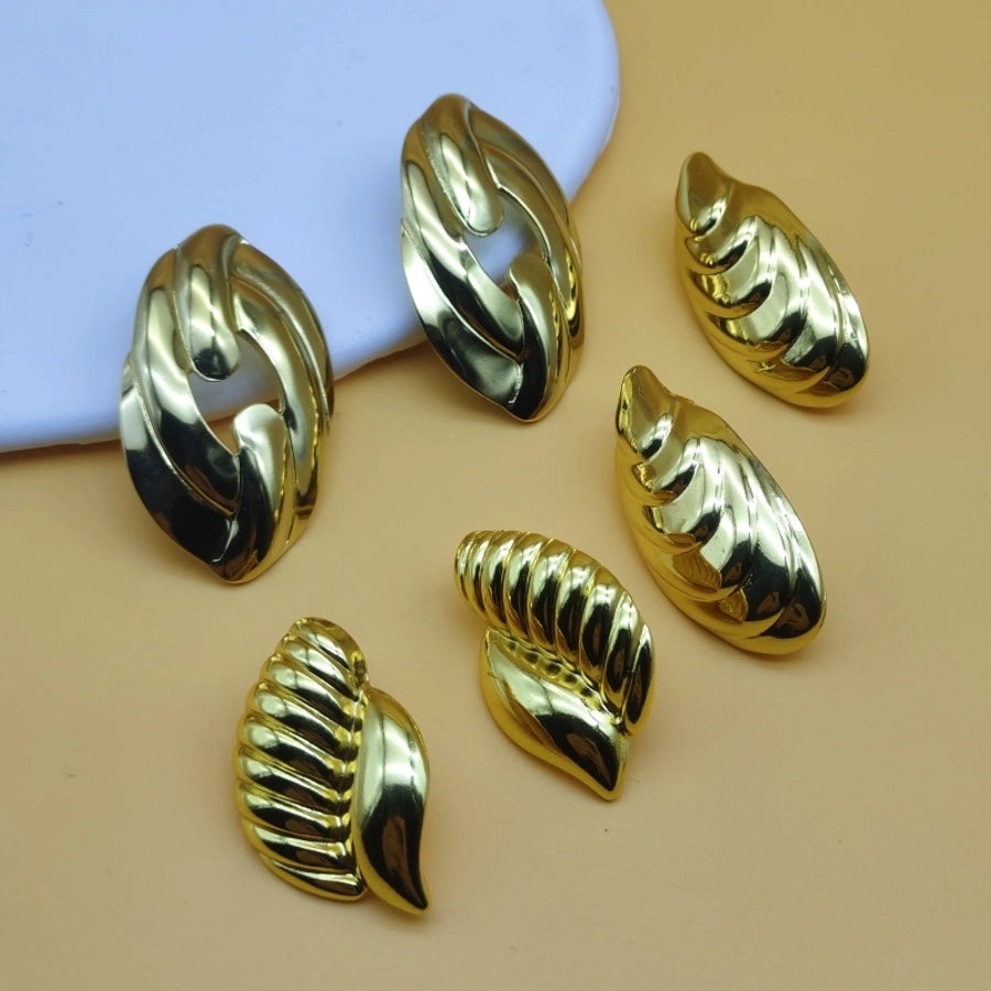 1 Pair Vintage Style Classic Style Conch Spiral Stripe Stamping 304 Stainless Steel 18K Gold Plated Ear Studs