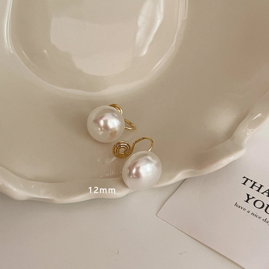 Bright Pearl silver stud earrings  new fashion mosquito coil ear clip commuter good quality earrings Korean temperament online celebrity