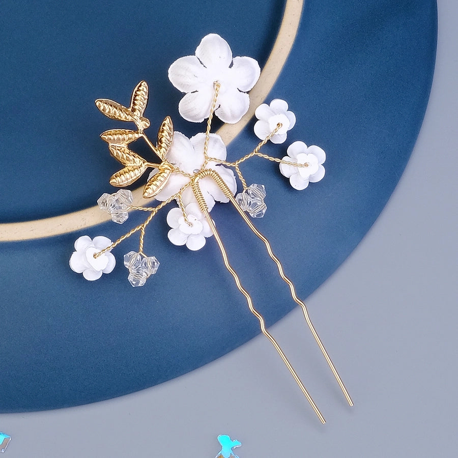 Women's Sweet Flower Imitation Pearl soft clay Plating Inlay Artificial Pearls Hairpin