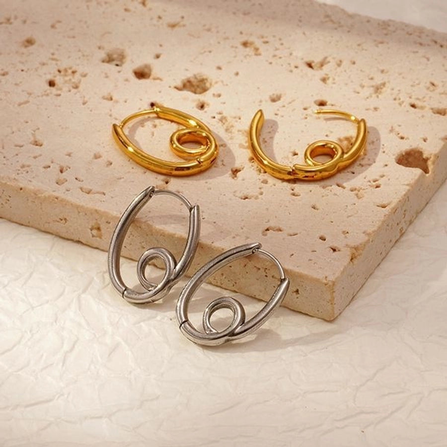 1 Pair IG Style Solid Color Knot Plating 304 Stainless Steel 18K Gold Plated Earrings