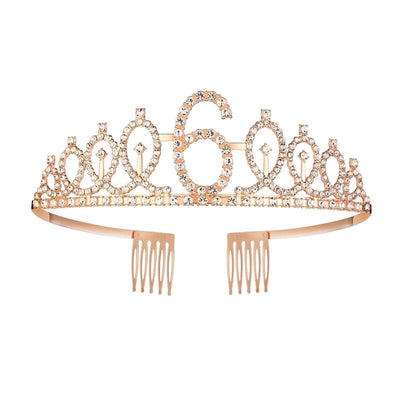 Girl'S Cartoon Style Letter Crown Metal Stoving Varnish Crystal Crown