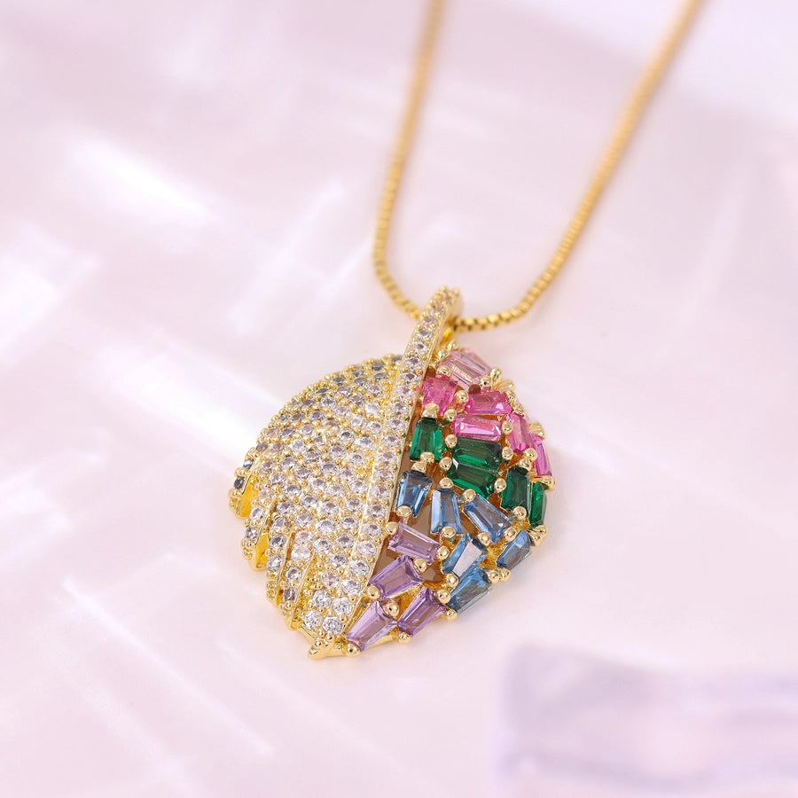 Copper Plating Leaf Pendant Necklace