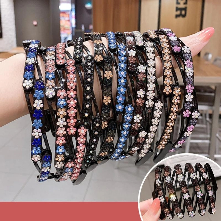 Women's Sweet Shiny Flower Arylic Inlay Rhinestones Pearl Hair Band